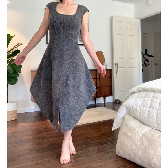 Italian Boutique Dress with shimmery sequins and modern bias cut skirt - Picture 1 of 7